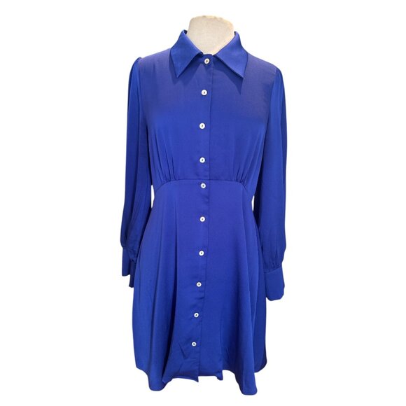 Gilli Cobalt Blue Button Front Dress | Effortless Day-to-Night Style | Modern Cl - Picture 2 of 10